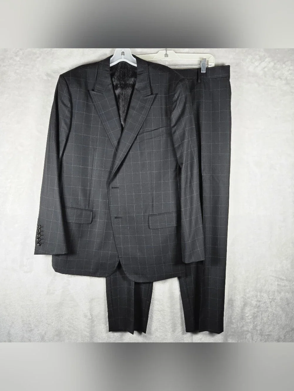 Gucci 2 Piece Suit Men Blazer 48R Pants 36x30 Inseam Black Windowpane Read Des!